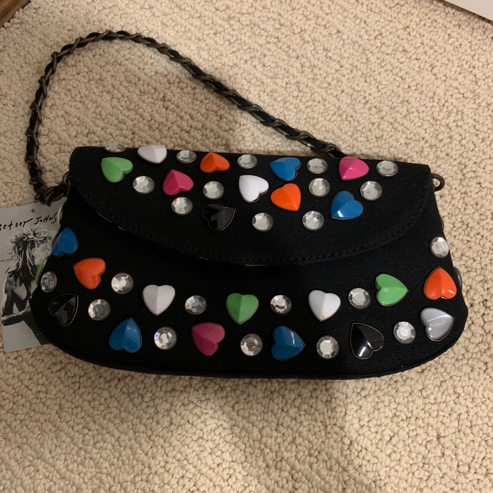 Clutch with chain handbag. Betsy Johnson